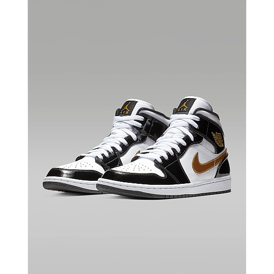 Air Jordan 1 Mid SE Black/White/Metallic Gold